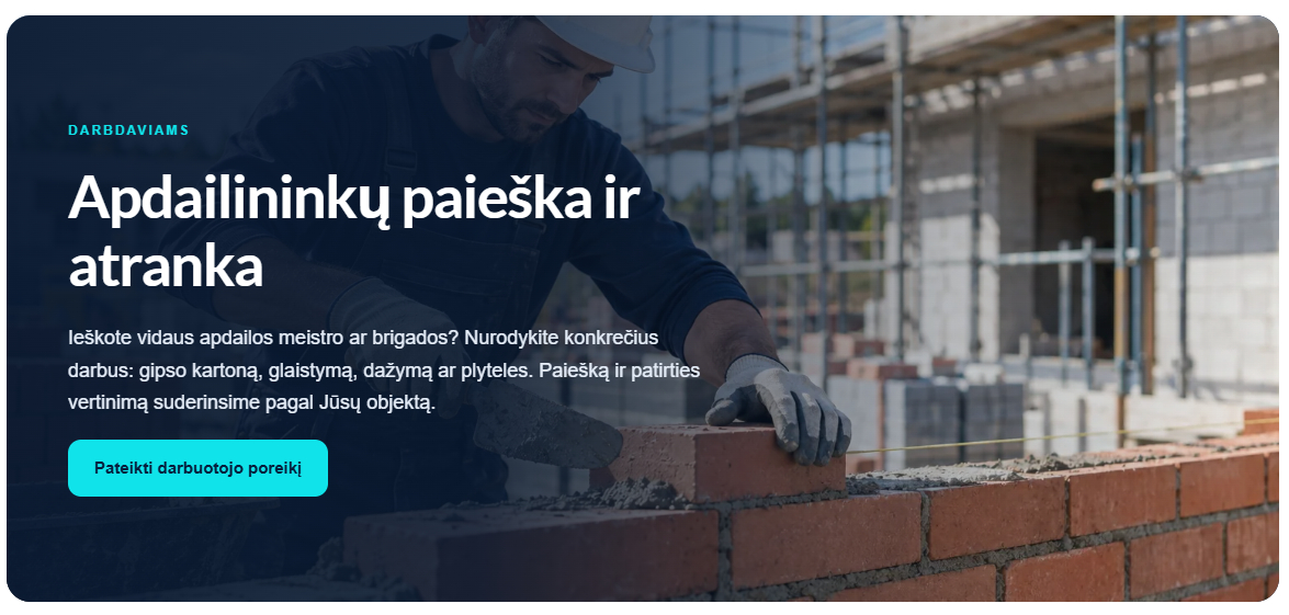 Apdailos komanda ar atskiras meistras: kaip įmonei tikslinti poreikį